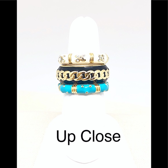 Set of 3 Patterned Enamel Stack Rings Size 7 - Picture 3 of 8